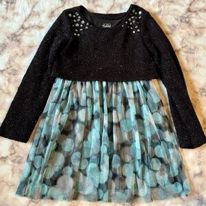 Justice Black and Blue Sparkle Kids Dress